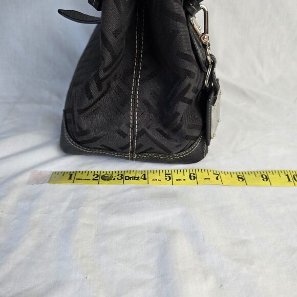 Tignanello Monogram Satchel Bag Canvas & Leather - Picture 14 of 15